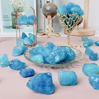天然水晶海藍寶原石DIY吊墜男女款藍色寶石隨形原礦石標本毛衣鏈