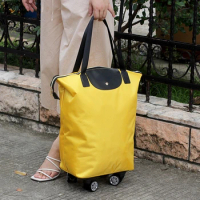 Folding Shopping Bag With Wheels Foldable Shoulder Bags Pull Cart Trolley Bag Reusable Grocery Bag Food Organizer Vegetables Bag