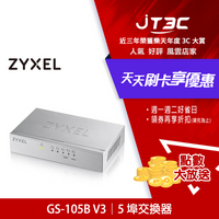 【最高3000點回饋+299免運】ZyXEL 合勤 GS-105B 5port Giga乙太網路交換器(鐵)★(7-11滿299免運)