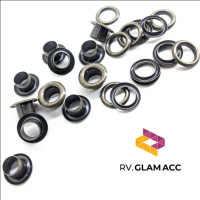 (12 Pcs) Eyelet Mata Ayam Diameter Dalam 5 MM Plating Besi - ANTIK BRASS
