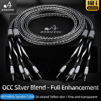 ATAUDIO One Pair HIFI Speaker Cable HI-End Amplifier OCC silver mixed Hi-end Hifi Speaker Cable With Banana Plugs