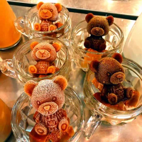3D Bear Ice Cube Mold Cube Silicone Bear Ice Grinder Ice Cream Coffee Making Tools Cold Drink DIY Ice Cream Molds