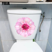 YOJA 20.4X19.7CM Blooming Pink Flowers Home Kids Room Wall Decor Decal Lovely Cartoon Toilet Sticker T1-1680