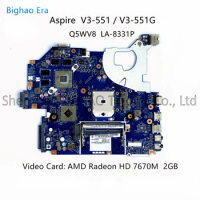 Q5WV8 LA-8331P For Acer Aspire V3-551 V3-551G Laptop Motherboard With HD7670M 1GB/2GB-GPU NB.C1911.001 NBC1911001 NB.C1711.001