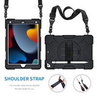 【5少量現貨】 iPad 10.2吋 保護殼 保護套 舊款適2021/2020/2019 軍規防摔 含背帶 旋轉支架手帶 適用兒童教育成人商務 QQ2