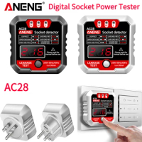 ANENG AC28 Digital Socket Power Tester 250V 50/60Hz Socket Polarity Detector Voltage Tester Circuit Breaker Finder EU/US Plug