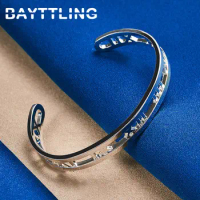 New 925 Sterling Silver Fine Twisted Open Bangle Men Bracelet For Women Fashion Charm Engagement Wedding Jewelry Party