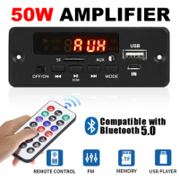 Bluetooth 5.0 MP3 WMA APE Decoder Board 50W Amplifier DC 12V DIY Music Player Speaker Car Audio FM USB Recording Handsfree Call