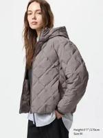 UNIQLO PUFFTECH Jaket Parka Winter Hoodie Puffer Jacket Wanita gray L