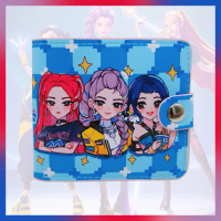 11 * 9.5cm Kpop Demon Hunters Fashion PU Wallet Anime Half Yuan 2 Fold Fold Version Cartoon U8R3