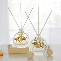 120ml Natural Reed Diffuser, Glass Fireless Scented Diffuser with Sticks for Home, Hotel, Bathroom Fragrance Aroma Diffuser Gift