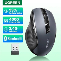 Ugreen 90855 Chuột Không Dây  MU006 ( 6 nút im lặng,4000dpi 2.4Ghz, Wireless + Bluetooth 5.0)