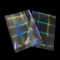 50pcs Acid Free Badge Sleeves Laser Square Lines Flashing Card Film Card Tarot Super Card Protector for Board Games Cards Cover