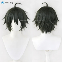 Anime Tadashi Yamaguchi Tadashi Cosplay Wig 30cm Short Dark Green Scalp Wigs Heat Resistant Synthetic Wigs Halloween Party Wigs