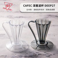 【CAFEC】三洋 DEEP27 濾杯+專用濾紙 花瓣濾杯 27度角(透明、半透黑 Tritan 深層濾杯 咖啡濾杯)