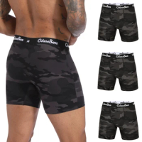 3pcs Pack Mid-Long Camo Boxer Shorts Men Underwear Polyester Male Underpants for Men Sexy Boxershorts Box Panties Slips Set Lot