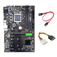 B250 BTC Mining Motherboard with 4PIN IDE to SATA Cable+SATA Cable 12XGraphics Card Slot LGA 1151 DDR4 for BTC Miner