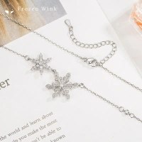 MNLสร้อยคอ Frozen Wink สร้อยคอจี้เกล็ดหิมะ เกาหลี เครื่องประดับผู้หญิง แฟชั่นเงินแท้ ไม่ลอกดำ มินิมอ