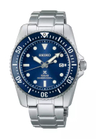 Seiko Seiko Prospex 小型太陽能水肺潛水員 200 公尺藍色錶盤不銹鋼錶帶錶 SNE585P1