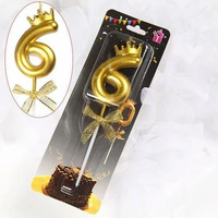 Lilin Ulang Tahun Angka Gold Crown 1pc - Birthday Candle Cake Topper Kue Nomer Mahkota Anak Princess