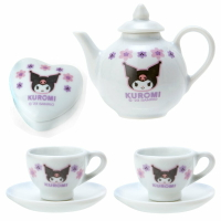 asdfkitty*庫洛米迷你陶瓷下午茶擺飾(1個茶壺.2個茶杯.1個糖罐)裝飾品 娃娃屋 扮家家酒-日本正版