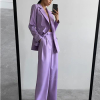 Tesco 2 Elegant Suit For Women Two Button Set Woman Two Pieces Casual Elegant Jacket Loose Fit Straight Leg Pants For Wedding
