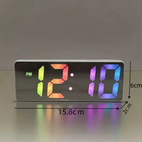 led鏡面電子鬧鐘usb電池兩用智能聲控時鐘學生鬧鐘