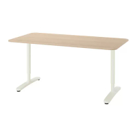 BEKANT 書桌/工作桌, 實木貼皮, 染白橡木/白色