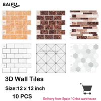 Vividtiles 30.5x30.5cm 3D Peel and Stick Mosaic Wall Tiles Self Adhesive Waterproof Heatproof Vinyl Wallpaper -10 Sheets