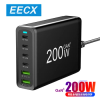 200w 120w 100w Gan Multi USB Charger 6 Ports Quick charge Charger Station Dock US AU EU UK KR for iPhone Xiaomi Samsung