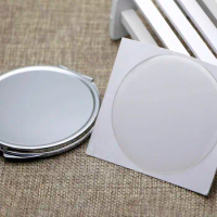 72mm Compact Mirror DIY Kits Silver Metal Blank Pocket Foldable Mirror + Epoxy Sticker 40 pieces/lot
