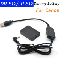 LP E12 Dummy Battery DR-E12 DC Coupler+USB DC 5V Cable for Canon EOS M M2 M10 M50 M100 M200 Cameras