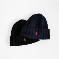 美國百分百【全新真品】Ralph Lauren 帽子 麻花 針織 毛線帽 RL 小馬 毛帽 黑色/深藍 DC21