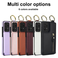 Zipper Card Slots Wallet Leather Phone Case For Samsung A50S A30S A51 A71 A52 A72 A53 A73 Double Buckle Ring Holder 500PCS/LOT
