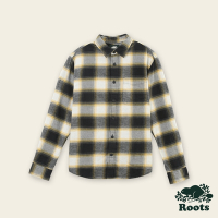 Roots男裝-率性生活系列 法蘭絨格紋長袖襯衫-石墨灰