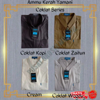 Promo Baju Koko Ammu Kerah Pendek koko Ammu Yamani Original Warna Terl - S, coklat series