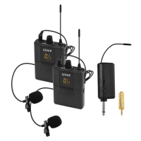 UHF Wireless Microphone System with Microphone Body-pack Transmitter and Receiver 6.35mm Plug with 3.5mm Adapter for Speaker