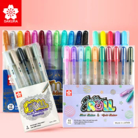 Japan Sakura Gelly Roll Pens Basis/Bright/Highlight/Souffle/Glaze/ 3D Decorative Markers Metallic Glitter Drawing Pen