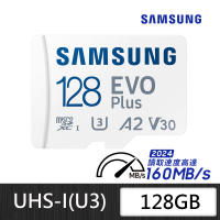 SAMSUNG 三星 EVO Plus microSDXC U3 A2 V30 128GB記憶卡 公司貨(2024新版 讀取最高160MB/s)