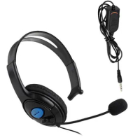 120pc Black 3.5mm Single Headphone Headset With Microphone Wired for Sony PS4 PlayStation Computer Game Gaming Earphone
