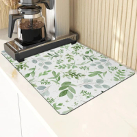 1pc Monstera Leaf Dish Drying Mat Non-Slip Super Absorbent Wear-Resistant Multi-Use Kitchen Mats for Countertops Dining Tables