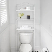 2023 New Essentials Metal Over The Toilet Space Saver 3 Shelf Rack, White