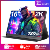 EVICIV 2K Portable Gaming Monitor 120Hz 16 inch 2560x1600 HDR IPS Matte Computer Display with VESA External Second Screen for PC