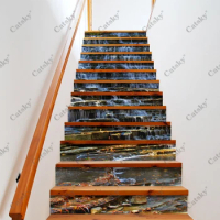 Albion Falls Stair Floor Stickers Waterproof Removable Self Adhesive Diy Stairway Decals Murals Home Decor 13pcs/Set