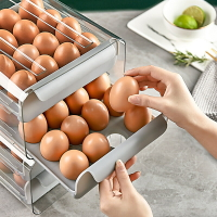 廚房抽屜式透明雙層32格雞蛋盒冰箱保鮮盒便攜式野餐雞蛋收納盒