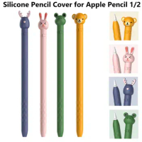 Cute Cartoon Deer/Rabbit/Bear/Frog For Apple Pencil 1/2 Case Soft Silicone Protective Cover Non-slip For Apple Pencil Skin Case