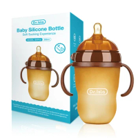 150ml/250ml Baby Silicone Bottle With Handle Nano Silver Antibacterial Baby Weaning Anti-Choking Nipple Bottle BPA Free