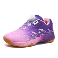 Children Professional Badminton Sport Training Shoes Purple Kids Tennis Athletic Sneakers Table Tennis Shoes Volleyball Footwear