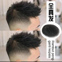 wig pria penutup botak wig tipis