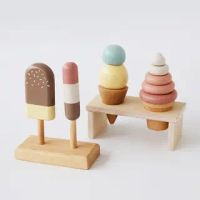 Lettering and Life Ice Cream Set Gelato Mainan Kayu Es Krim Masak Masakan Kitchen Collection Cafe Wo